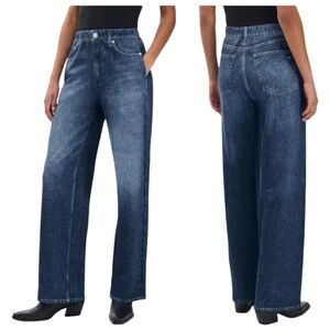 rag & bone Wide Leg Dark Blue Denim Pants
